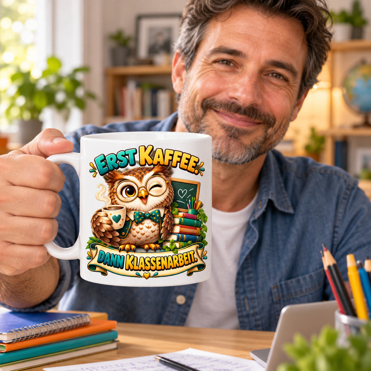Lehrer Tasse Keramik 330 ml Geschenk Lehrerin Unterricht Spruch Kaffee