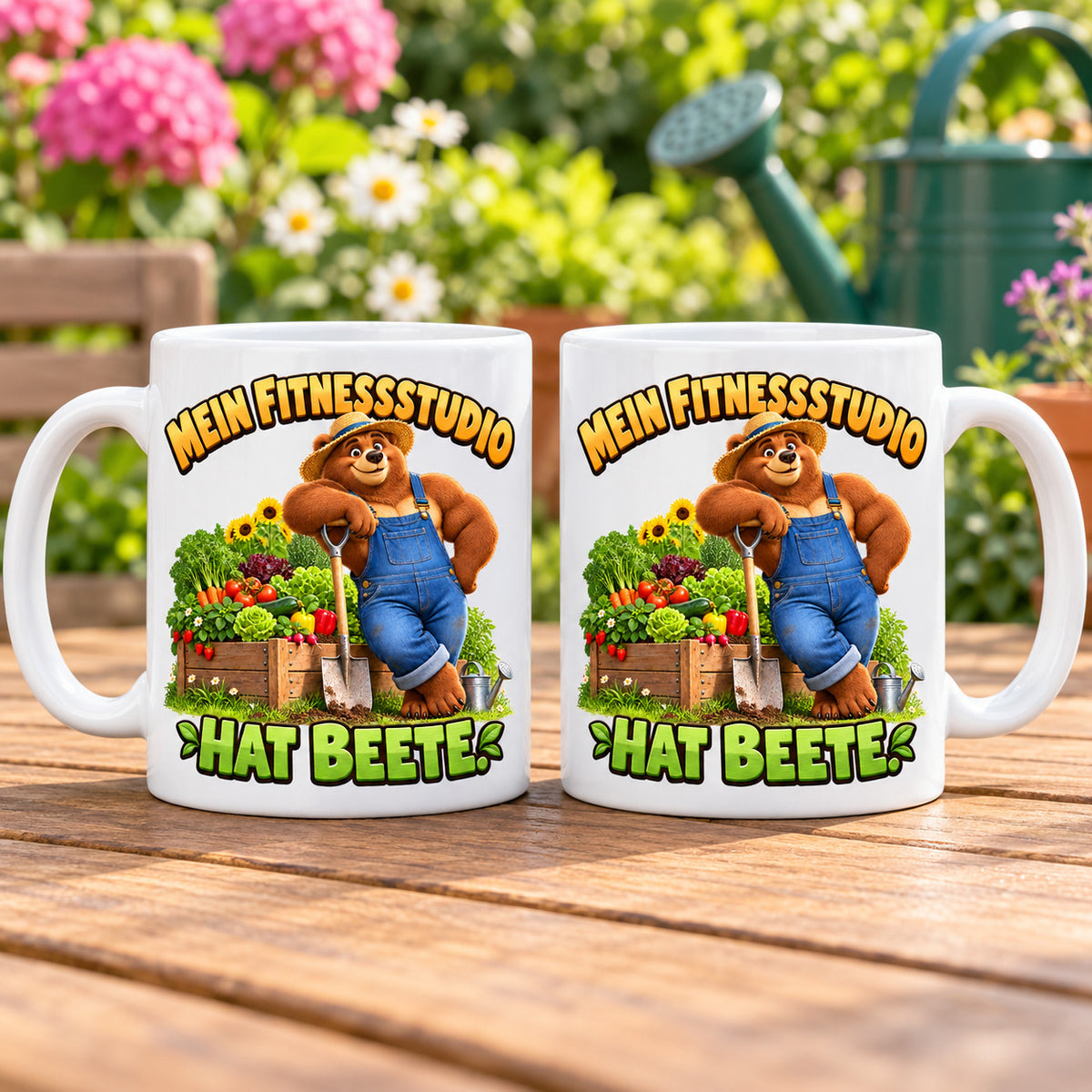 Garten Tasse Spruch Keramik 330ml Geschenk Datscha Schrebergarten bunt
