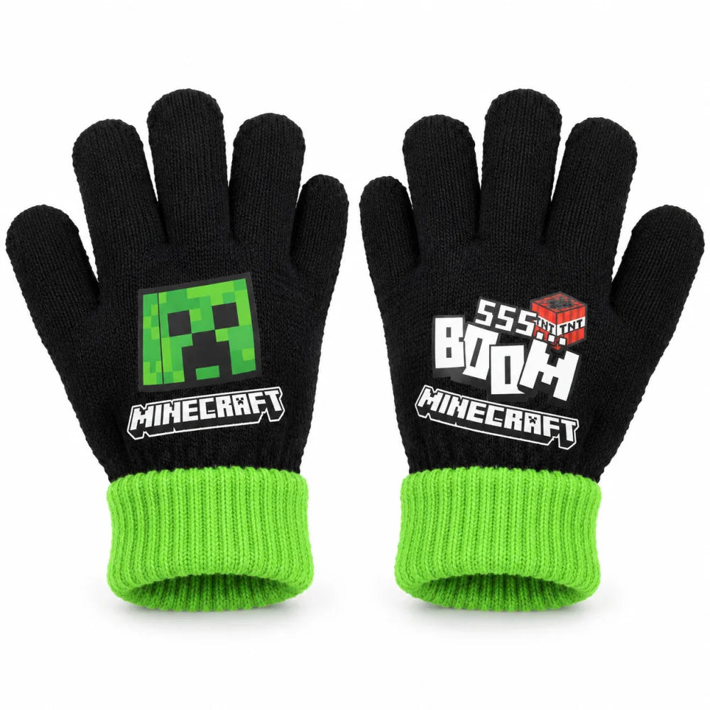 Minecraft Creeper Kinder-Strickhandschuhe Onesize ca. 6–8 Jahre - WS-Trend.de
