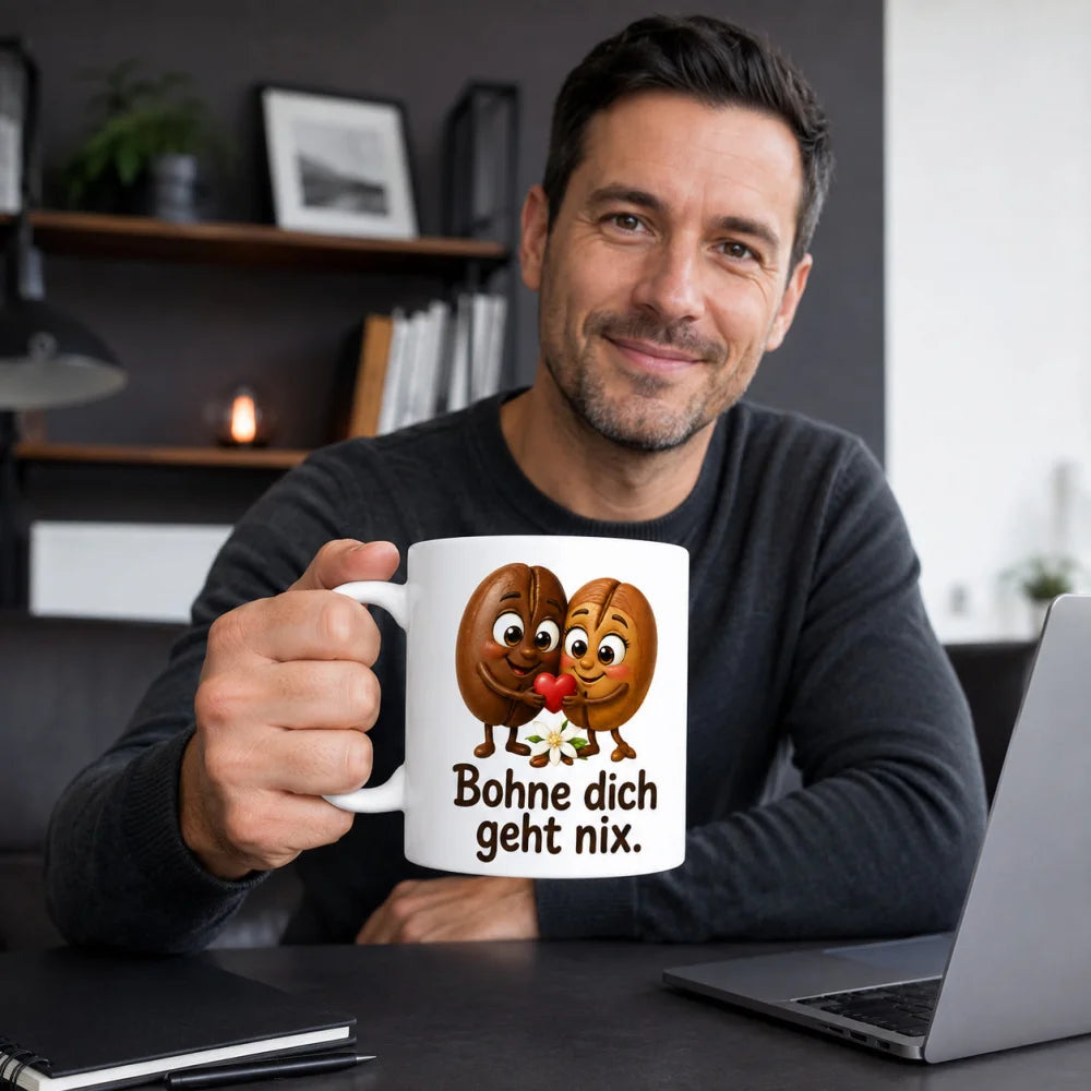 Bohnenfreunde Tasse - Geschenk mit Spruch - 330 ml beidseitig bedruckt - WS-Trend.de