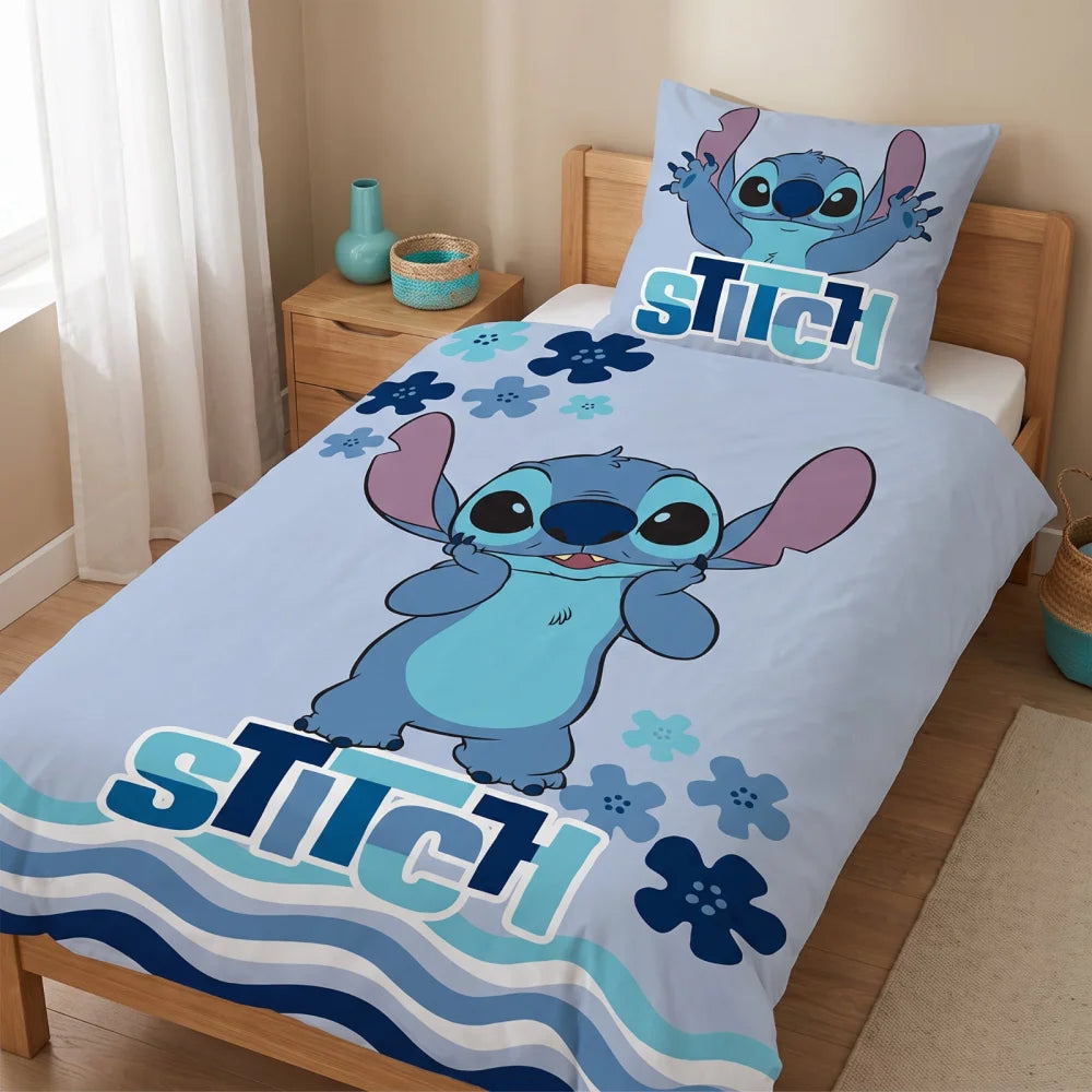 Disney Stitch Flanell-Bettwäsche blau 135-140x200 + 65x65 cm - WS-Trend.de