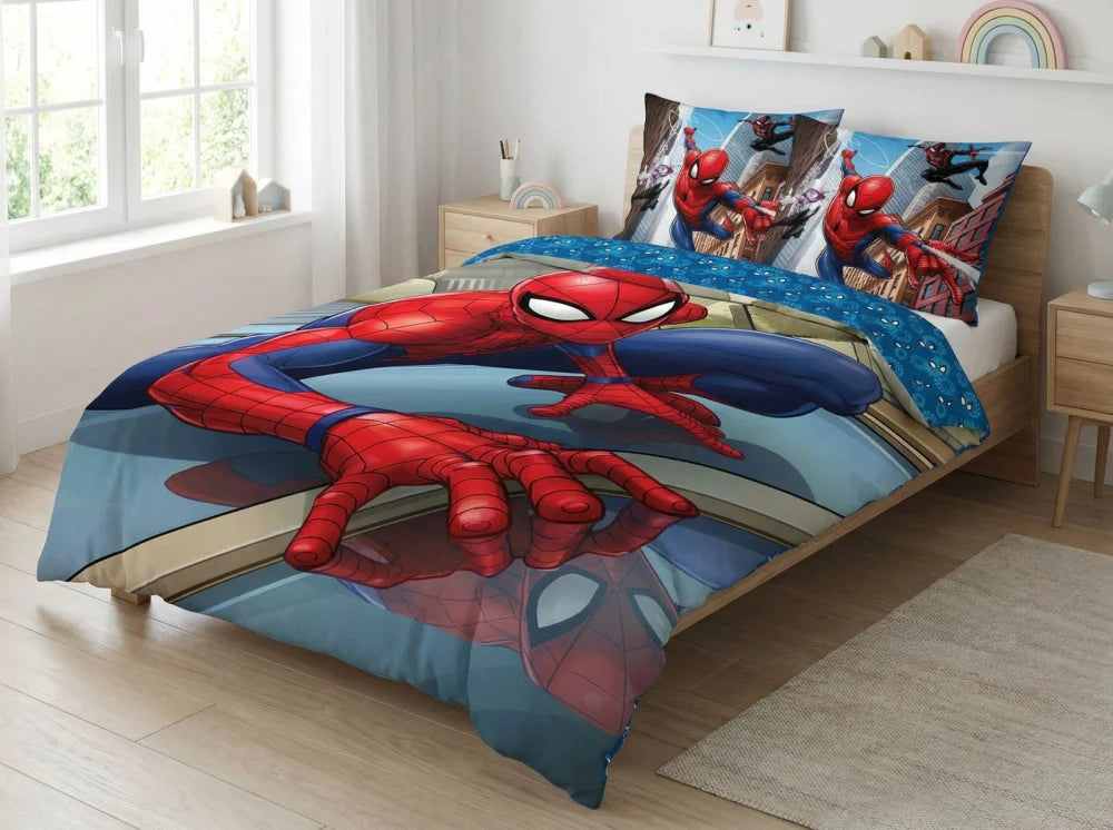 Marvel Spider-Man Jungen Bettwäsche Set 135x200 80x80 cm Baumwolle - WS-Trend.de