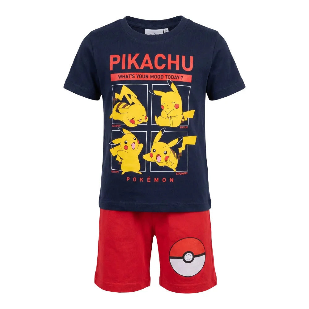Pokemon Pikachu Kinder kurz Pyjama Schlafanzug Gr. 98 bis 128 Baumwolle - WS-Trend.de
