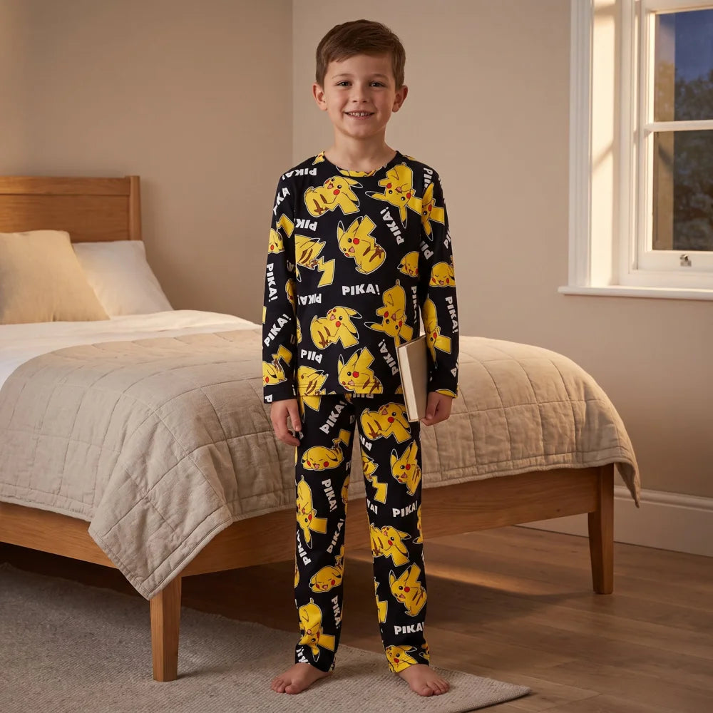 Pokemon Pikachu Kinder Jungen langarm Pyjama Schlafanzug Shirt Hose - WS-Trend.de
