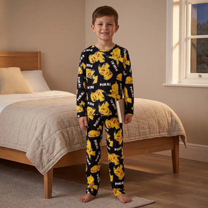 Pokemon Pikachu Kinder Jungen langarm Pyjama Schlafanzug Shirt Hose - WS-Trend.de