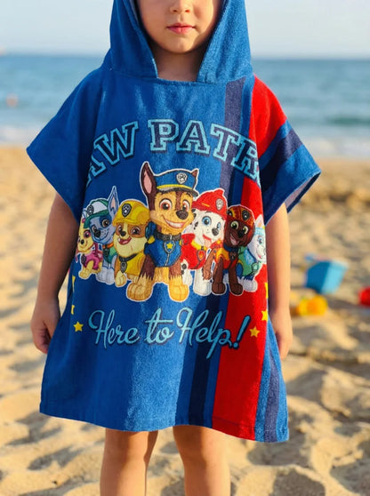 PAW Patrol Kinder Jungen Mikrofaser Poncho Badetuch Badeponcho 55x110 cm - WS-Trend.de