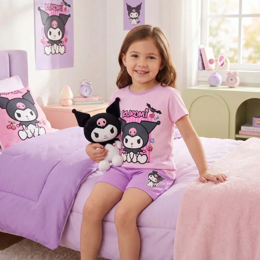 Hello Kitty Kuromi Kinder Mädchen Schlafanzug Pyjama Shirt Shorts Gr. 98-128 - WS-Trend.de