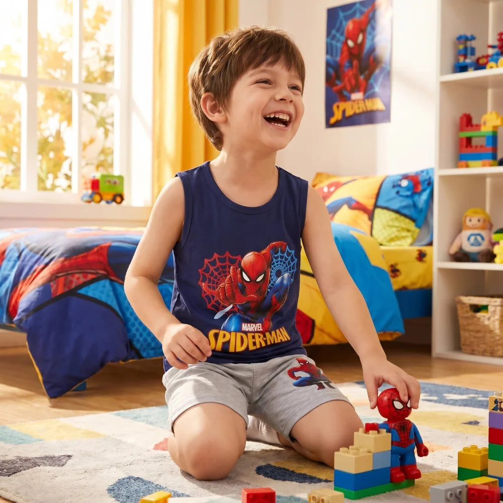 Marvel Spiderman Kinder kurz Pyjama Schlafanzug Shirt Shorts Gr. 98 bis 128 - WS-Trend.de