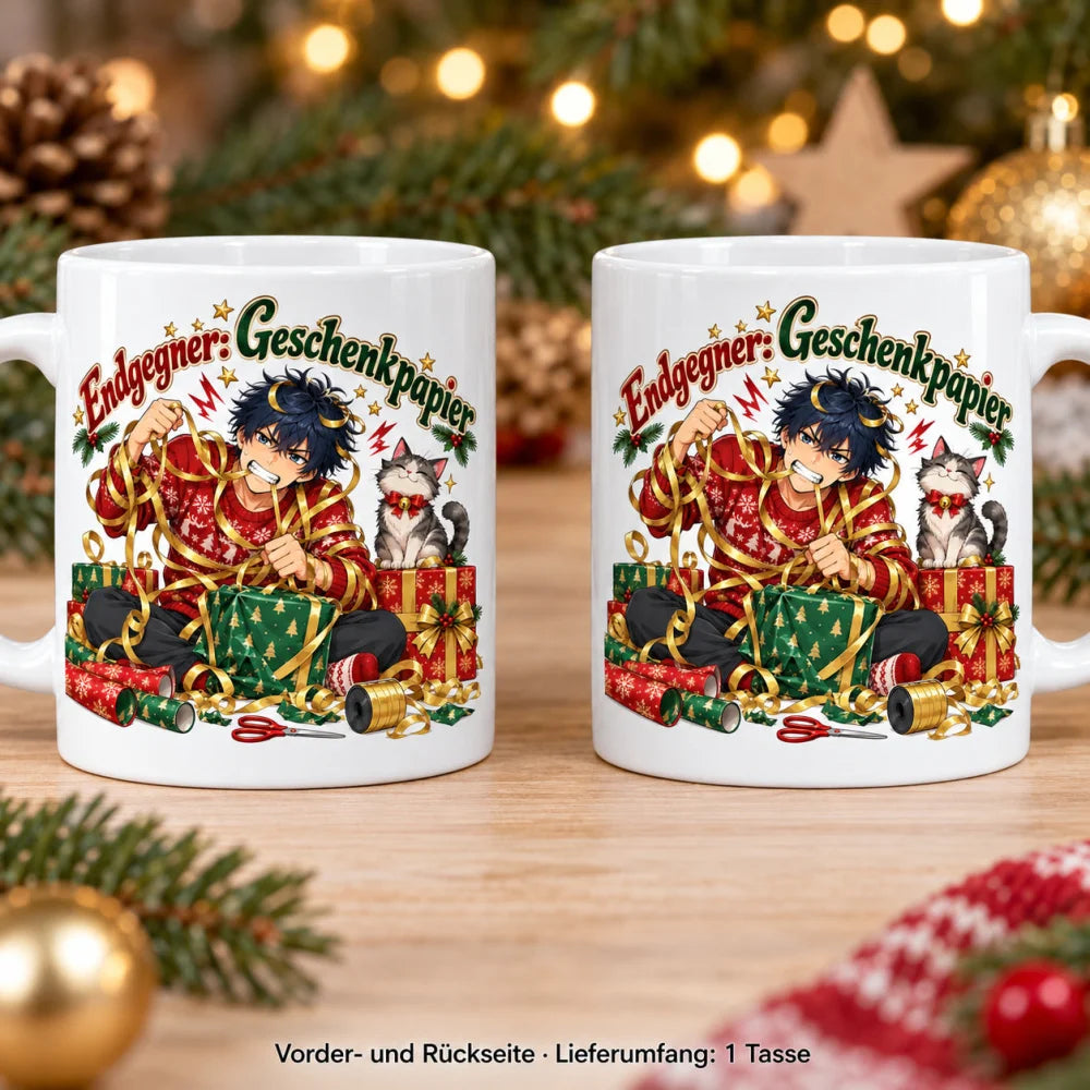 WS-Trend Weihnachtsboss Anime Tasse Keramik 330 ml mit lustigem Spruch - WS-Trend.de