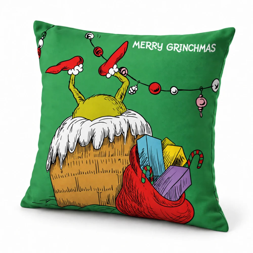 Der Grinch Weihnachts-Wendekissen 40x40x7 cm Grün - WS-Trend.de