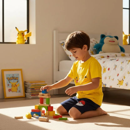 Pokemon Pikachu Kinder kurz Pyjama Schlafanzug Gr. 98 bis 128 Baumwolle - WS-Trend.de