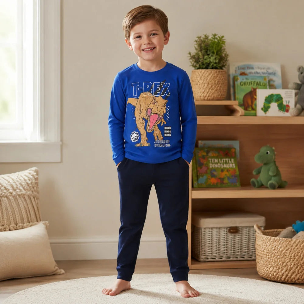 Jurassic World T-Rex Jungen Kinder Pyjama Schlafanzug 100% Baumwolle Gr. 104-116 - WS-Trend.de