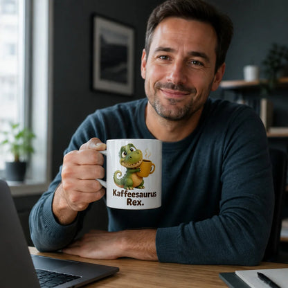 Kaffeesaurus Tasse - humorvolles Geschenk - 330 ml beidseitig bedruckt - WS-Trend.de