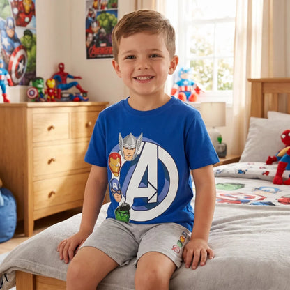 Marvel Avengers Kinder Schlafanzug Pyjama kurz Sleepwear 104 - 134 Thor Hulk - WS-Trend.de