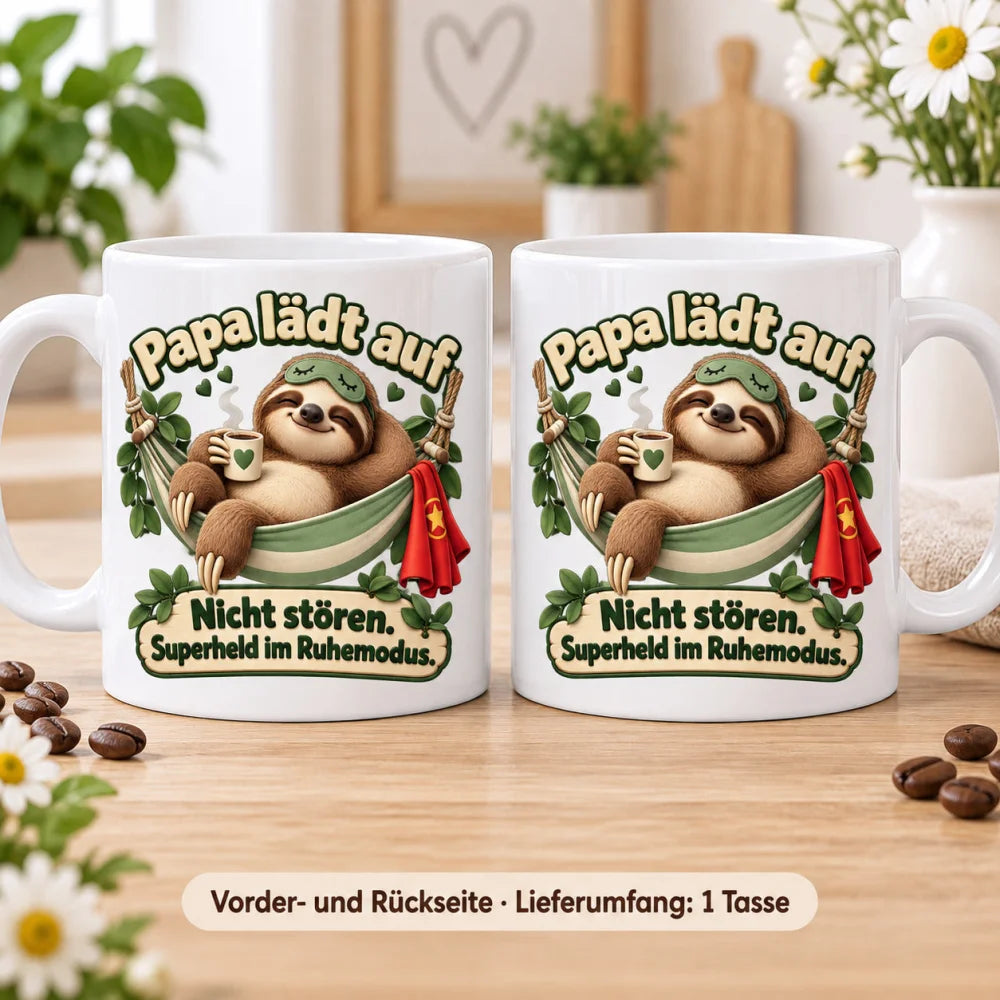 WS-Trend Faultierpapa Kaffeetasse Keramik 330 ml Geschenk zum Vatertag - WS-Trend.de