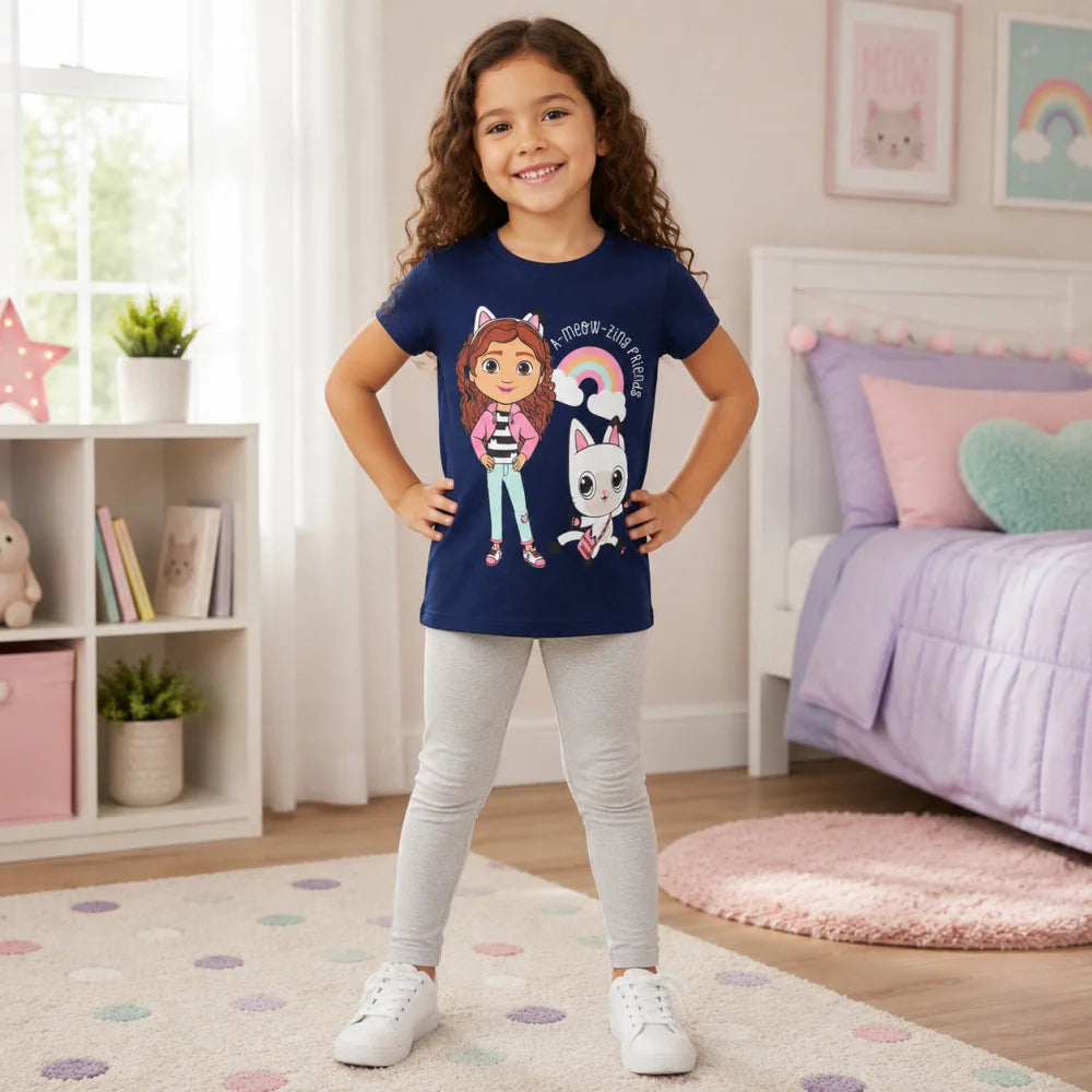 Print-Shirt Gabby’s Dollhouse Netflix Gabbys Mädchen Kinder T-Shirt Shirt 100% Baumwolle - WS-Trend.de