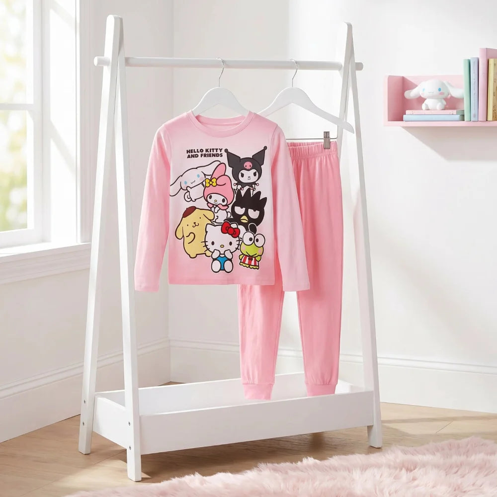 Hello Kitty Kinder Mädchen Schlafanzug Pyjama Shirt Hose Gr. 98-116 Baumwolle - WS-Trend.de