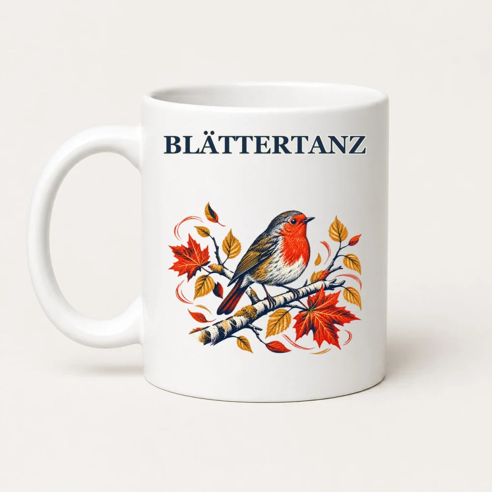 Blättertanz Rotkehlchen Tasse – Keramikbecher 325 ml - WS-Trend.de