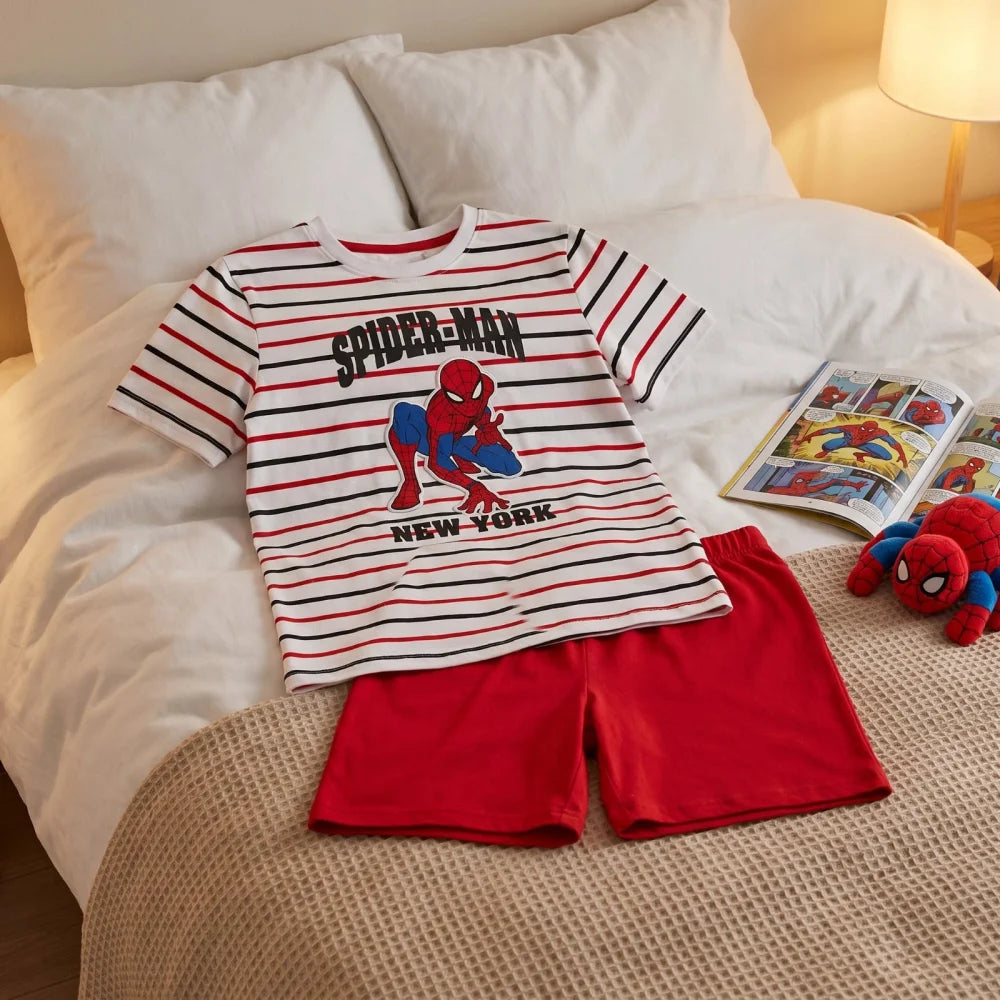 Marvel Spiderman Kinder Schlafanzug Pyjama kurz Nachtwäsche 104 - 134 Baumwolle - WS-Trend.de