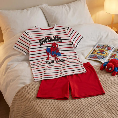 Marvel Spiderman Kinder Schlafanzug Pyjama kurz Nachtwäsche 104 - 134 Baumwolle - WS-Trend.de