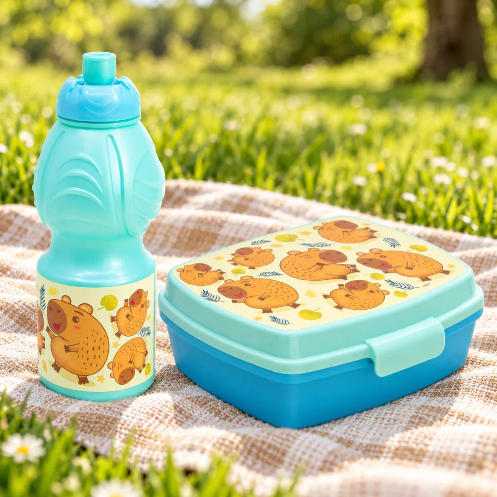 Storline Capibara 2 tlg Kinder Set Brotdose Trinkflasche 400 ml - WS-Trend.de