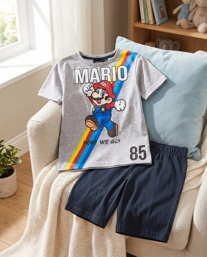 Super Mario Here We Go Jungen Pyjama Shirt und Shorts Gr. 110 - WS-Trend.de