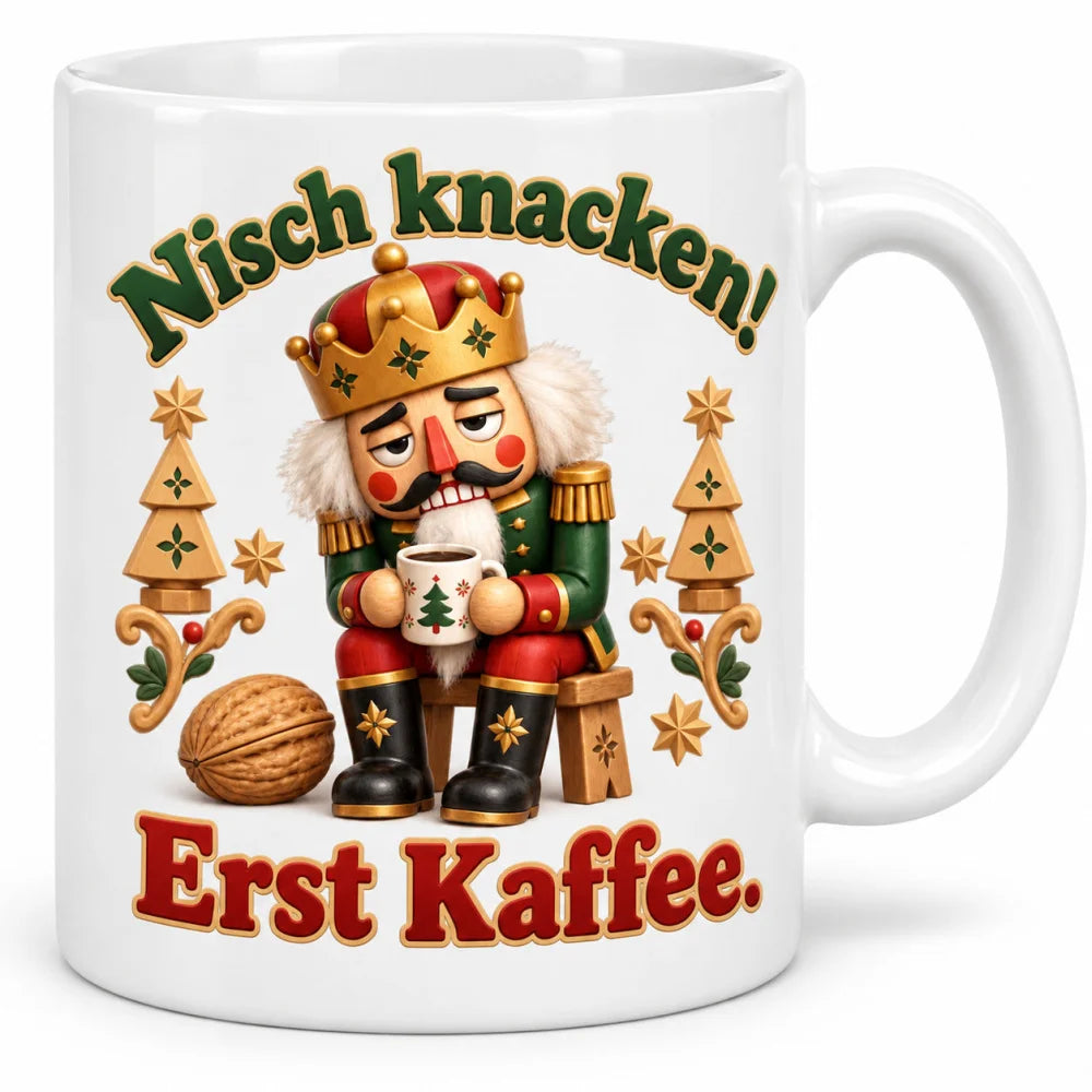 WS-Trend Nussknacker Tasse sächsischer Spruch Keramik 330 ml fürs Büro - WS-Trend.de