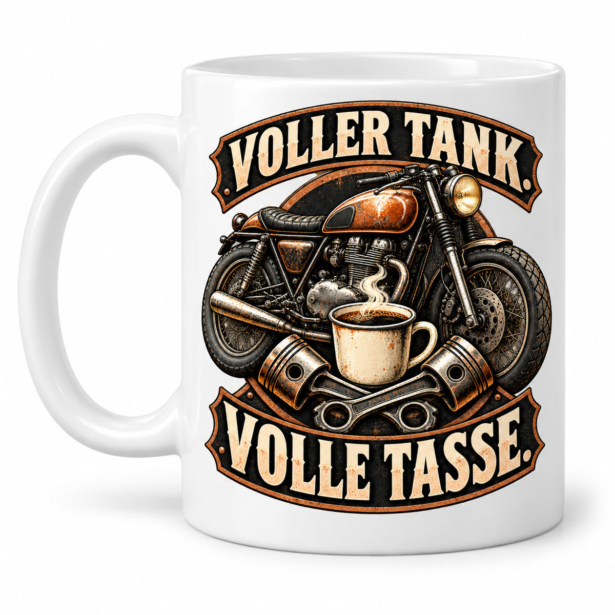 Motorrad Tasse Spruch Keramik 330ml Biker Geschenk beidseitig bedruckt