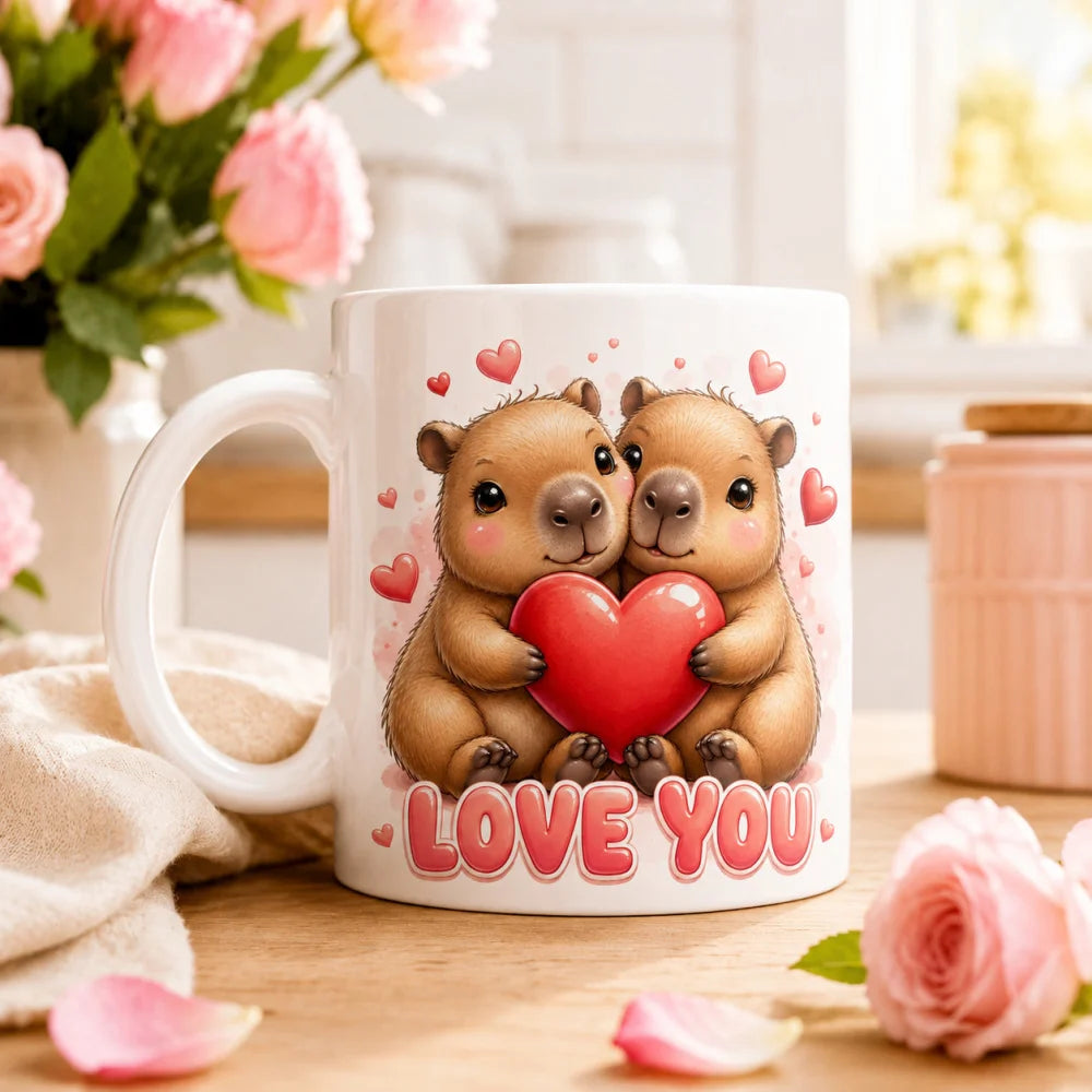 Liebestasse Tiermotiv - Kaffeetasse Geschenk fuer Partner 330 ml weiss - WS-Trend.de