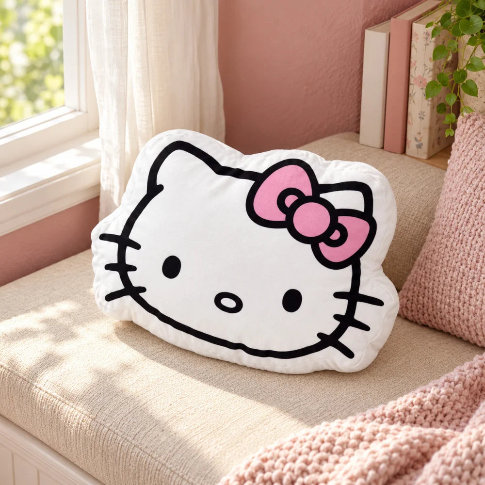 Hello Kitty 3D Dekokissen Kopfform 35x30 cm Weiß Rosa - WS-Trend.de