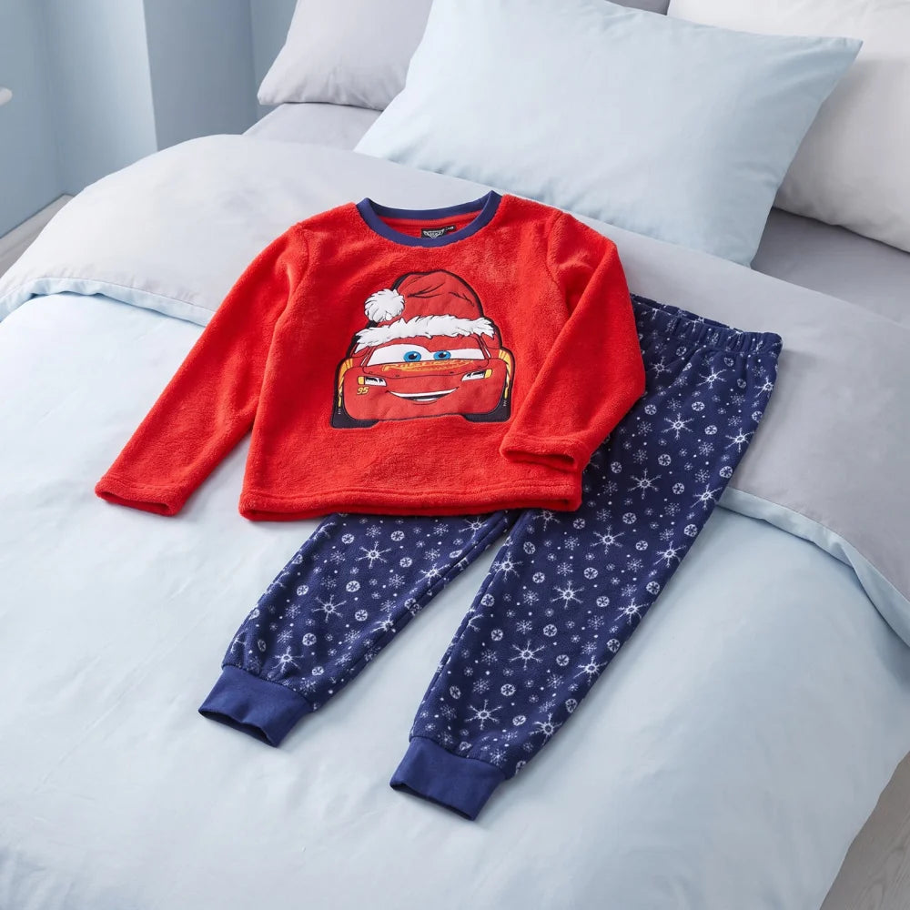 Disney Cars Lightning McQueen Weihnachts-Pyjama Coral-Fleece Größen 98–128 - WS-Trend.de