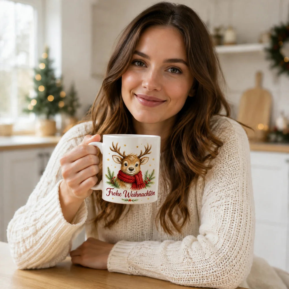 Rentier Weihnachtstasse - Geschenk zu Weihnachten - aus Keramik 330 ml - WS-Trend.de