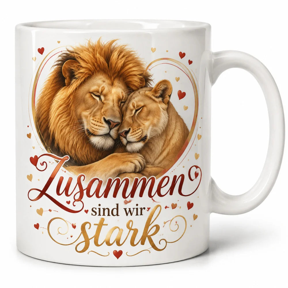 Löwen-Tasse für Lieblingsmenschen - Geschenk zum Jahrestag weiß 330 ml - WS-Trend.de