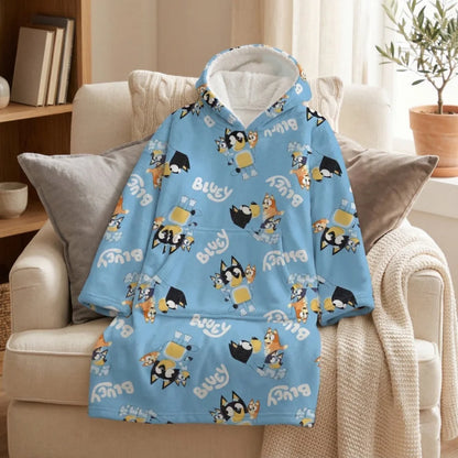 Bluey und Bingo Kuschelponcho mit Kapuze Tasche 3-6 Jahre - WS-Trend.de