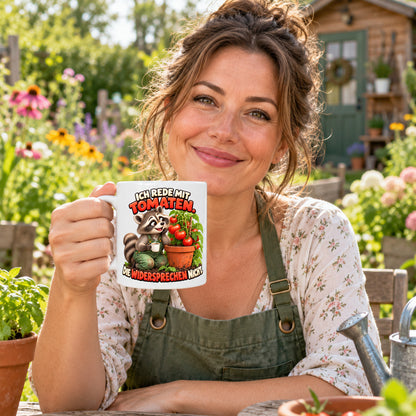 Garten Tasse Spruch Keramik 330ml Geschenk Datscha Schrebergarten bunt