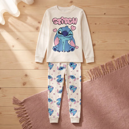 Disney Stitch Kinder Mädchen langarm Schlafanzug Pyjama 104-128 - 100% Baumwolle - WS-Trend.de
