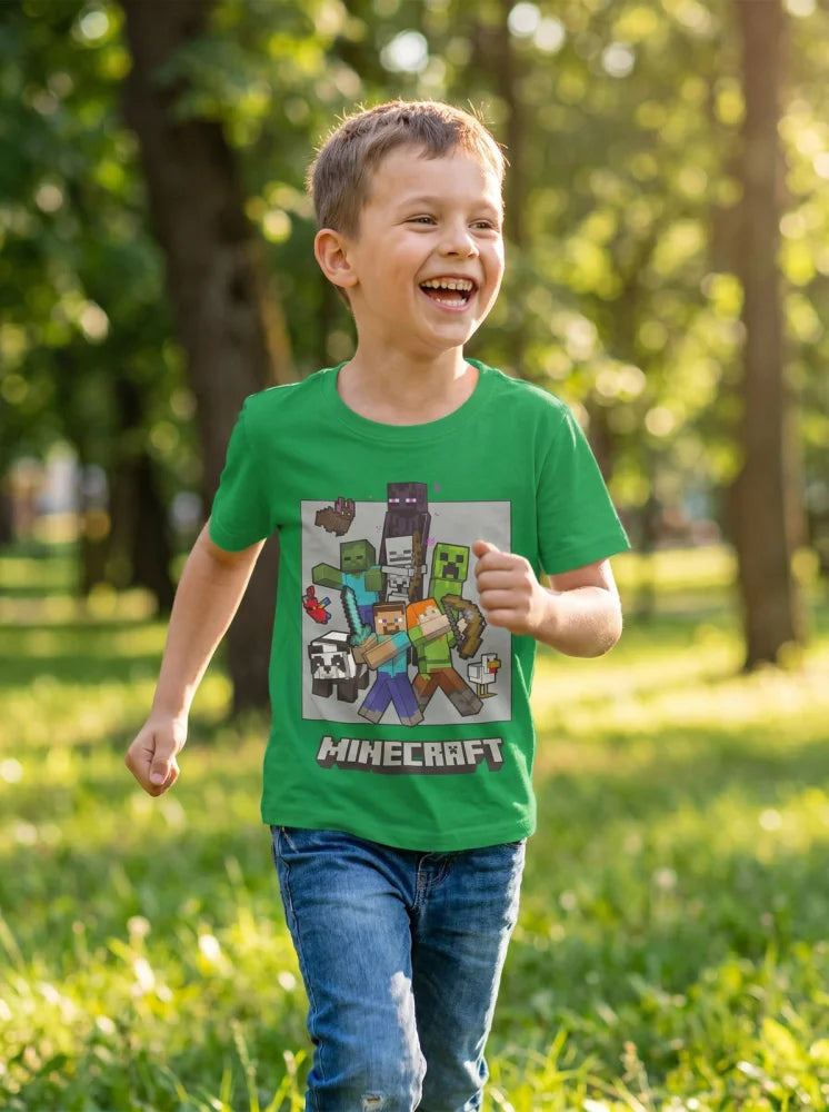 Minecraft Gamer Creeper Kinder T-Shirt Kurzarm Shirt Gr. 116-146 100% Baumwolle - WS-Trend.de