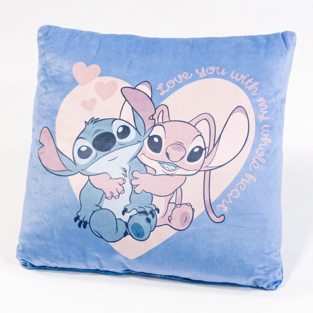 Disney Stitch und Angel Velourskissen 35x35x5 cm Love You Herz - WS-Trend.de
