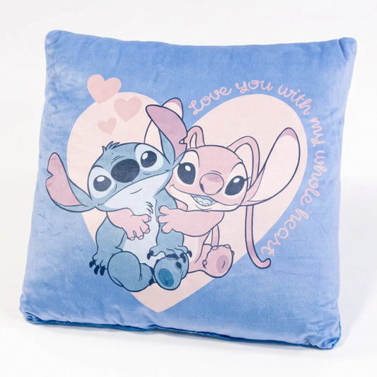 Disney Stitch und Angel Velourskissen 35x35x5 cm Love You Herz - WS-Trend.de