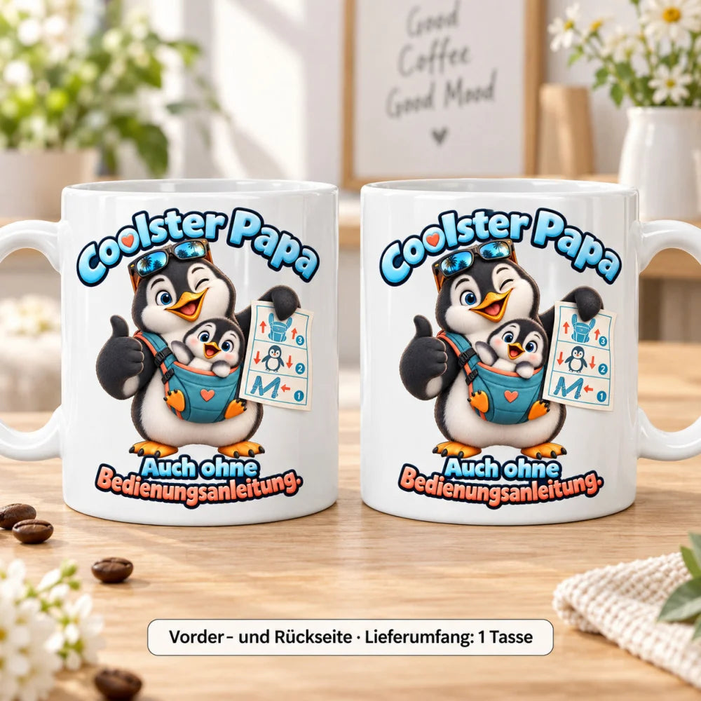 WS-Trend Pinguinpapa Tasse Keramik 330 ml Geschenk für Papa mit Spruch - WS-Trend.de
