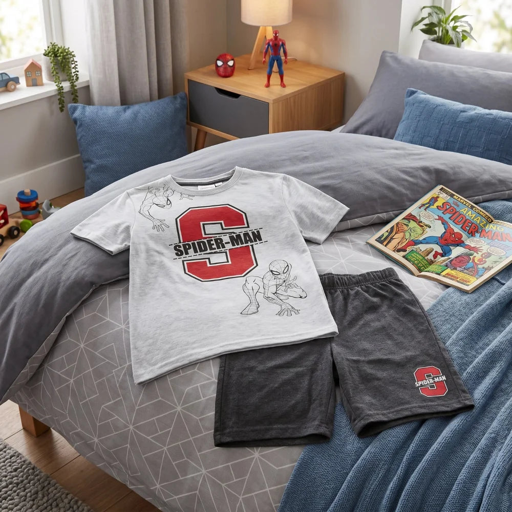 Marvel Spiderman Kinder Schlafanzug Pyjama kurz Nachtwäsche 104 - 134 Baumwolle - WS-Trend.de