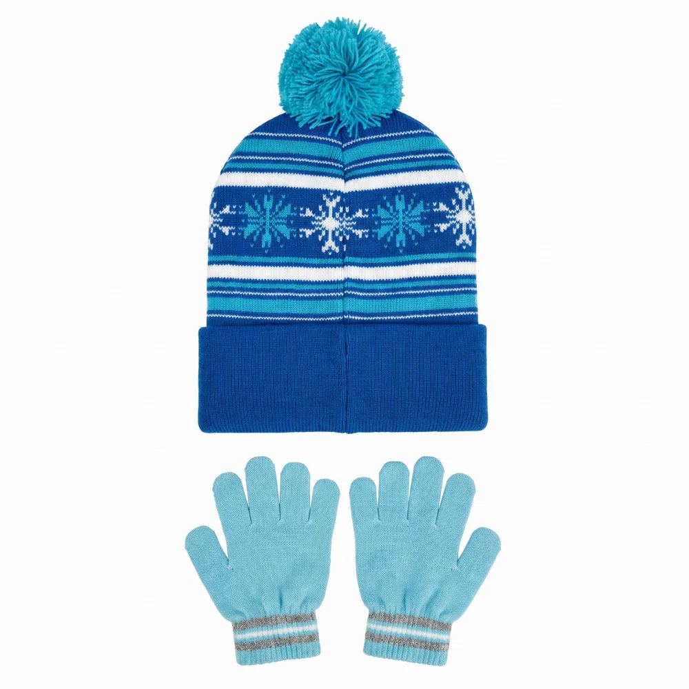 Disney Die Eiskönigin Elsa & Anna Mütze mit Handschuhen Blau 52–54 cm - WS-Trend.de