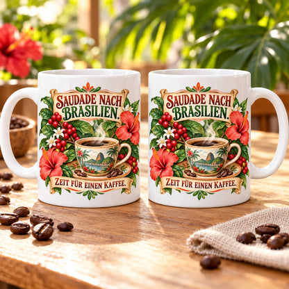 Brasilien Tasse Keramik 330 ml Spruch Geschenk Kaffee Urlaub Tiermotiv