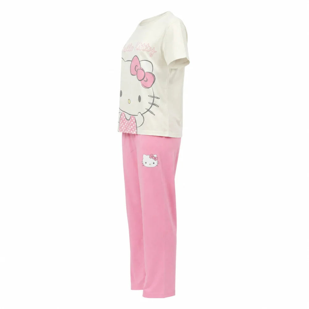 Hello Kitty Damen Pyjama Schlafanzug Hose Shirt S-XL 100% Baumwolle - WS-Trend.de
