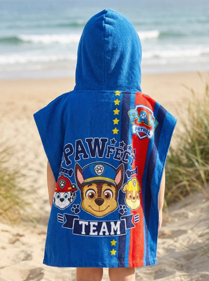 PAW Patrol Kinder Jungen Mikrofaser Poncho Badetuch Badeponcho 55x110 cm - WS-Trend.de
