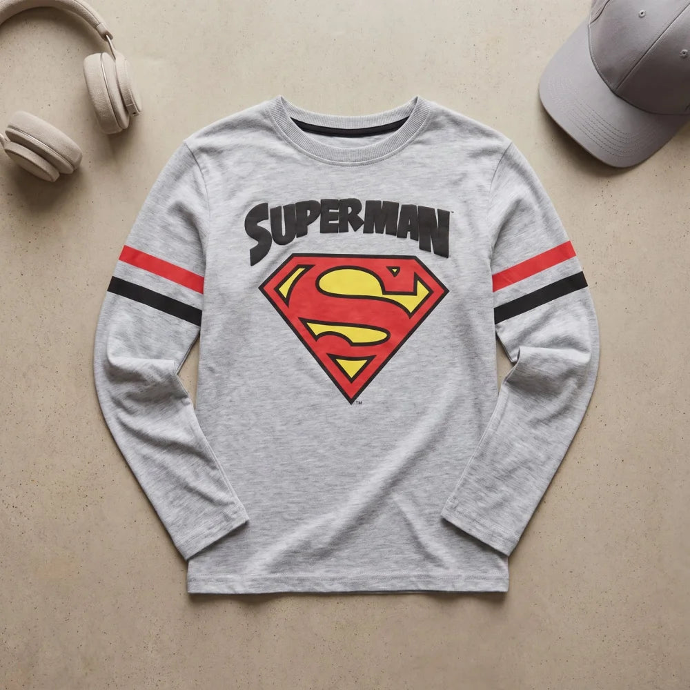 Print-Shirt DC Comics Superman Kinder Jungen langarm T-Shirt Langarmshirt Gr. 104 - WS-Trend.de