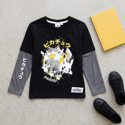 Pokemon Pikachu Glumanda Kinder langarm T-Shirt Shirt Gr. 104 - 140 - 100% Baumw - WS-Trend.de