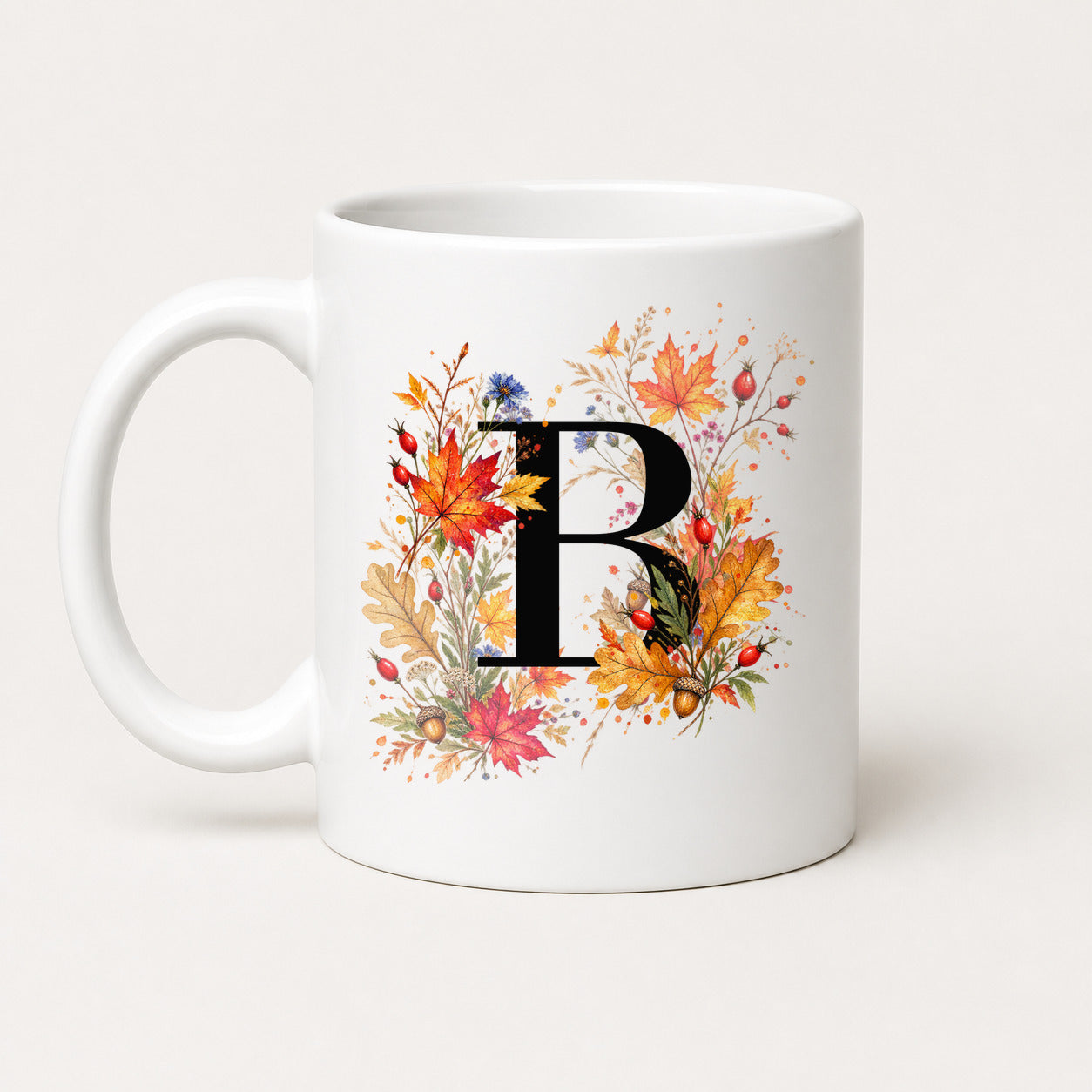 Herbst Tasse A-Z Buchstaben 325 ml Keramik Geschenkidee personalisiert