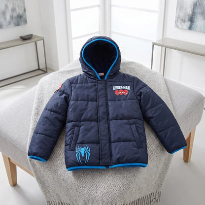 Marvel Spiderman Kinder Winterjacke Jungen Jacke mit Kapuze Gr. 98 bis 128 - WS-Trend.de