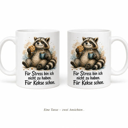 Waschbär Anti-Stress-Tasse - lustiger Spruch - weiß aus Keramik 330 ml - WS-Trend.de